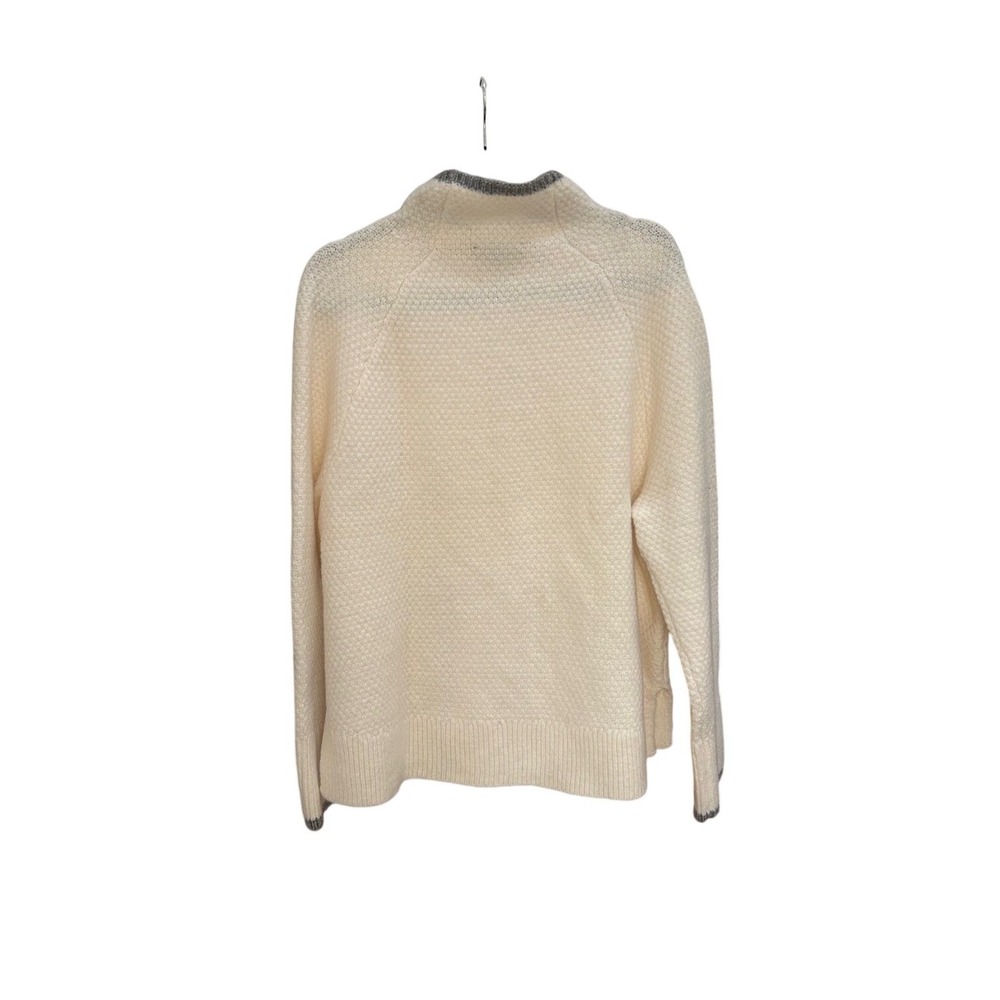 Ann Taylor Womens Large Cream Button Shoulder Mock Neck Cable Knit Sweater NEW - Picture 2 of 5